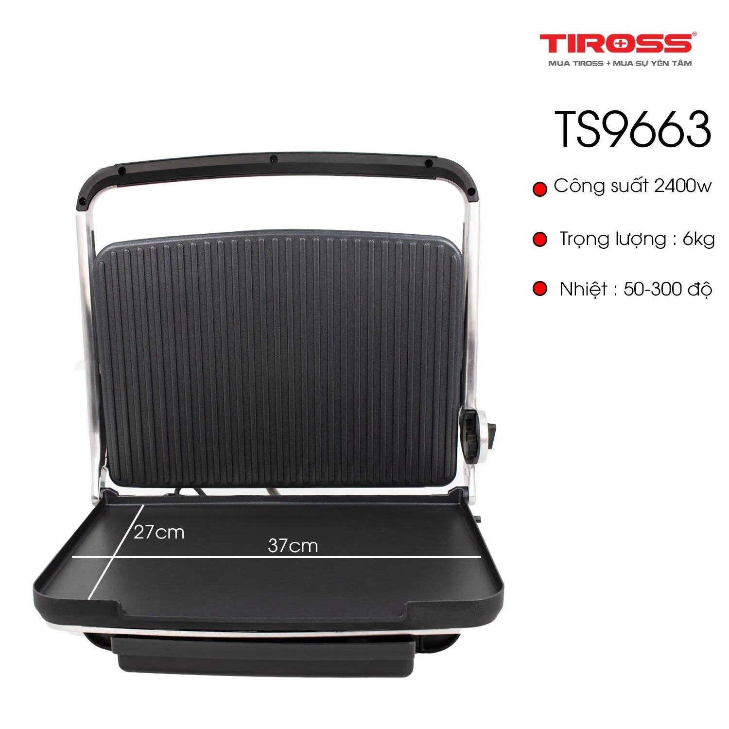 Máy ép nóng bánh mì Tiross TS9663 Công suất 2400W