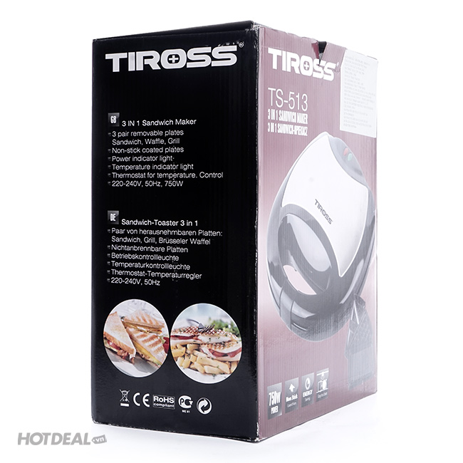 Vỏ thùng Máy kẹp bánh mì Sandwich Tiross TS-513 Công nghệ Ba lan