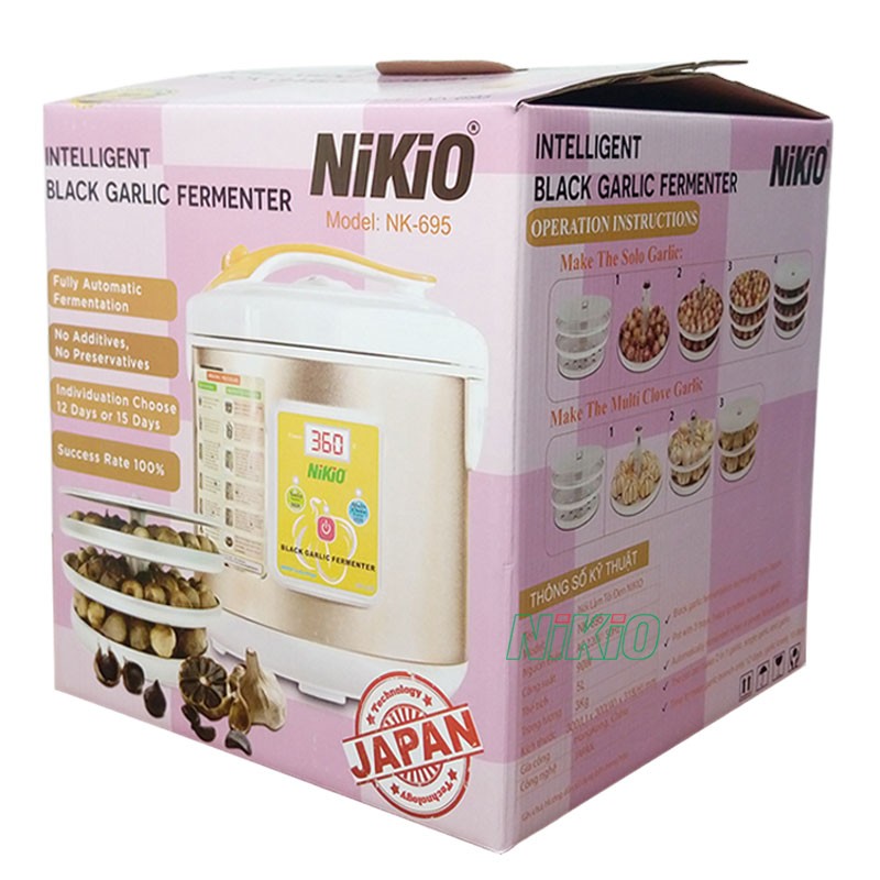 Vỏ hộp Nồi làm tỏi đen Nikio NK-695 Công nghệ nhật bản